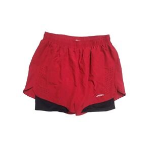 Lixada Mens XXL 2 in 1 Running Shorts Cycling Athletic Breathable Lined Red
